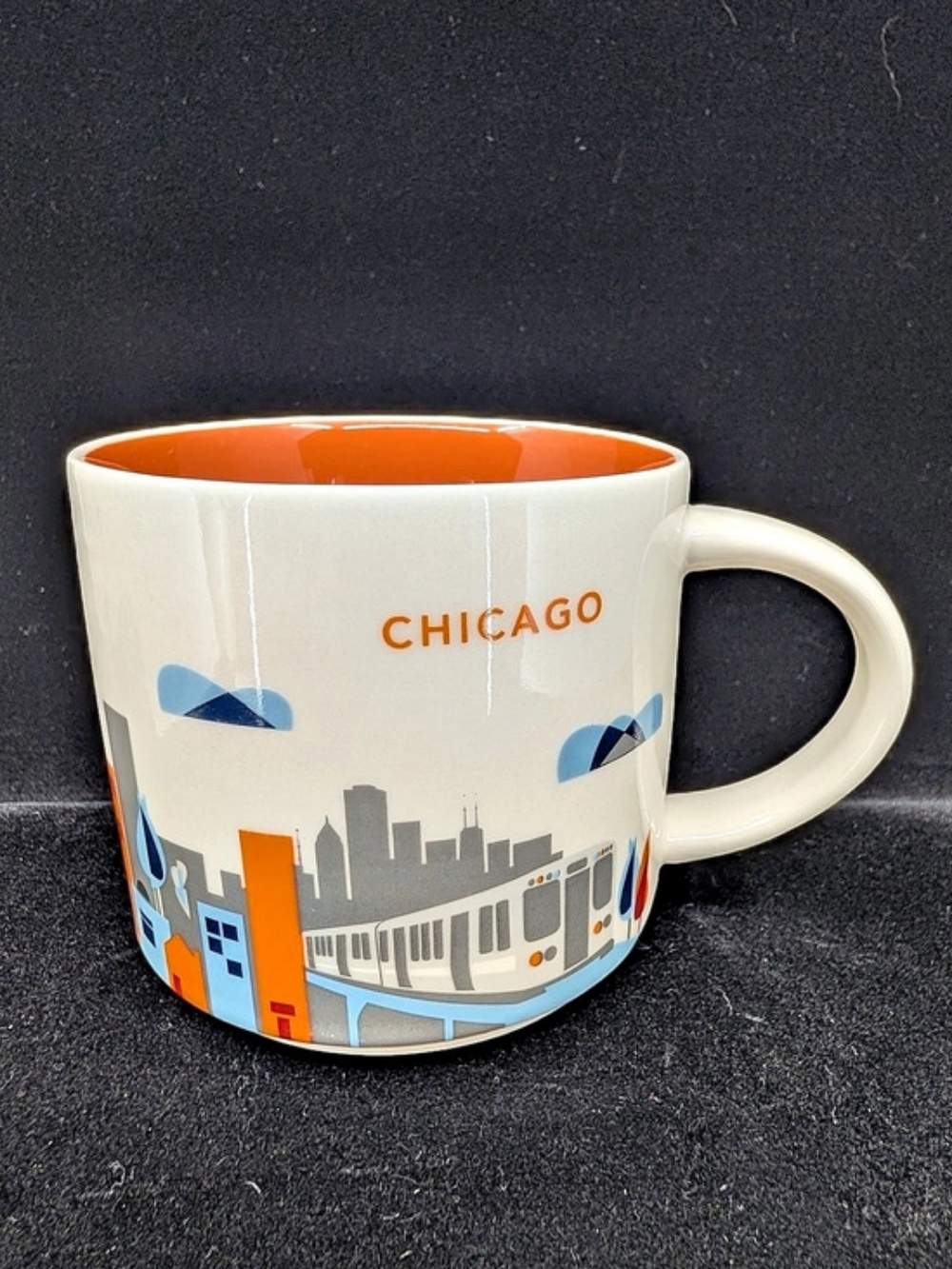 Starbucks Chicago You Are Here Ceramic Mug in White/Orange Inside 2013 Illinois